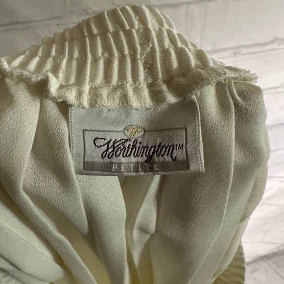 Worthington White Pleated Midi Skirt with Elastic Waistband, Large, Pre-owned - Picture 3 of 3